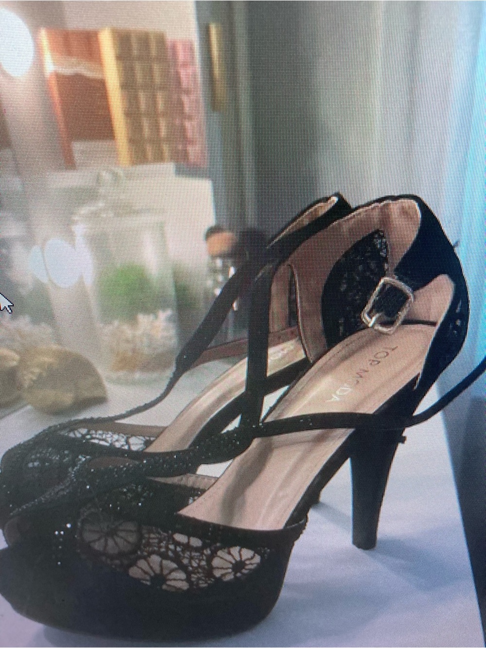 Black Lace Cross-Strap High Heel Sandals